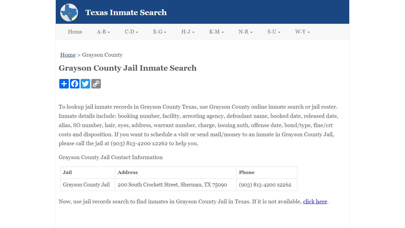 Grayson County Jail Inmate Search